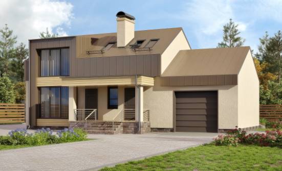150-015-Л Проект двухэтажного дома мансардой, гараж, небольшой коттедж из теплоблока Пенза | Проекты домов от House Expert