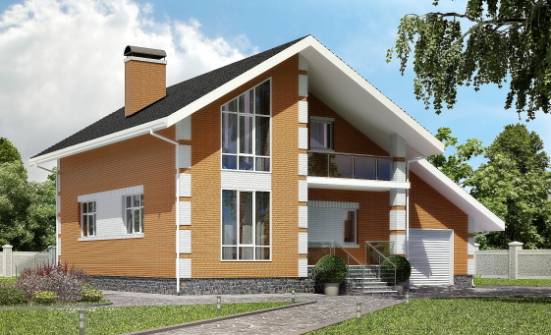 190-006-П Проект двухэтажного дома с мансардным этажом и гаражом, средний загородный дом из пеноблока Сердобск | Проекты домов от House Expert