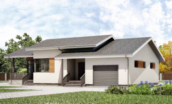 135-002-П Проект одноэтажного дома и гаражом, классический домик из твинблока Заречный | Проекты домов от House Expert
