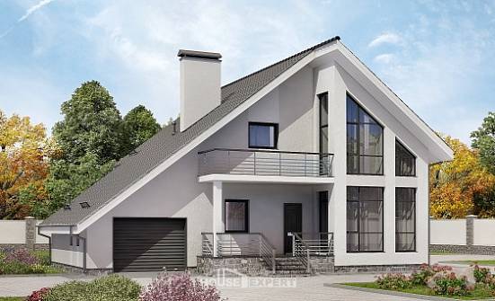 200-007-Л Проект двухэтажного дома мансардный этаж, гараж, просторный загородный дом из бризолита Каменка | Проекты домов от House Expert