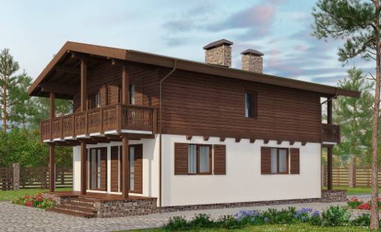 150-016-Л Проект двухэтажного дома с мансардой, скромный коттедж из газосиликатных блоков Кузнецк | Проекты домов от House Expert