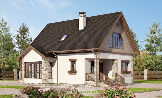 140-002-Л Проект двухэтажного дома с мансардой, экономичный коттедж из теплоблока Пенза | Проекты домов от House Expert