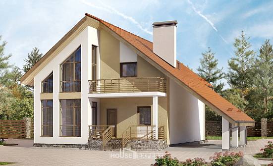 170-009-П Проект двухэтажного дома мансардный этаж и гаражом, бюджетный домик из пеноблока Кузнецк | Проекты домов от House Expert