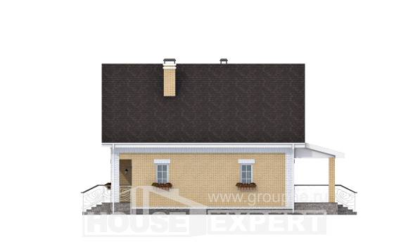 130-004-П Проект двухэтажного дома мансардный этаж, классический дом из керамзитобетонных блоков, Каменка