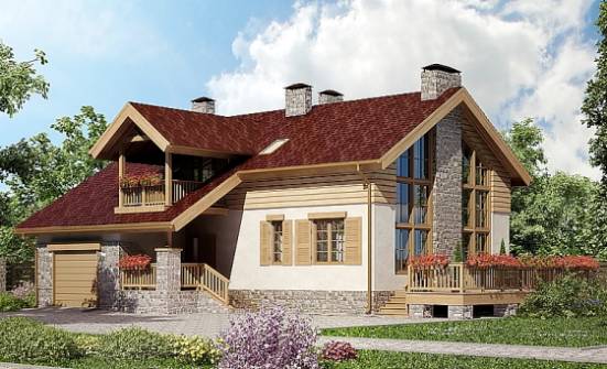 165-002-П Проект двухэтажного дома с мансардой, гараж, красивый дом из арболита Сердобск | Проекты домов от House Expert