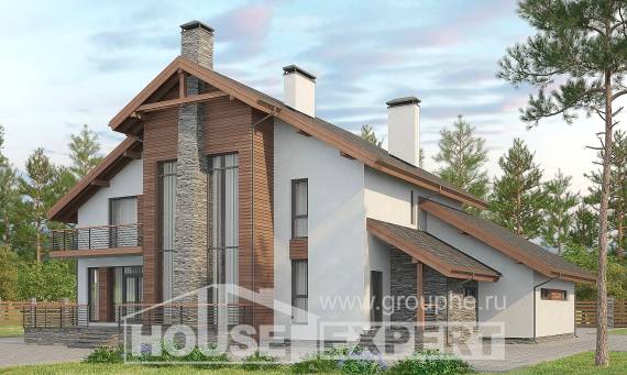 270-003-Л Проект двухэтажного дома с мансардой и гаражом, современный дом из твинблока Сердобск, House Expert