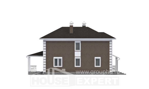 185-002-П Проект двухэтажного дома, компактный загородный дом из бризолита Сердобск, House Expert
