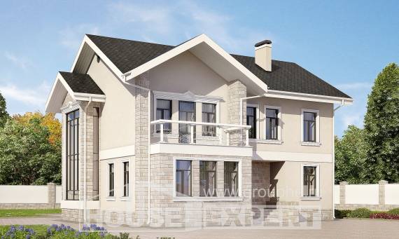 170-008-Л Проект двухэтажного дома, скромный коттедж из блока Сердобск, House Expert