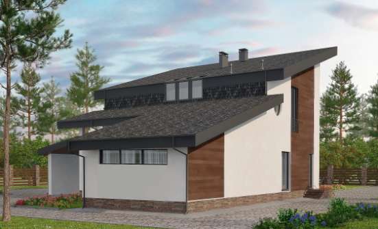 230-001-П Проект двухэтажного дома с мансардой, уютный загородный дом из кирпича Пенза | Проекты домов от House Expert