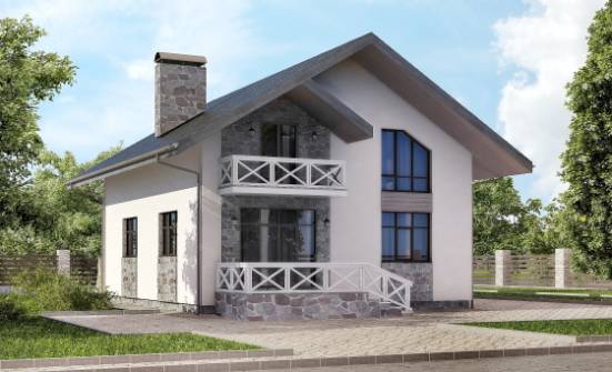 155-001-Л Проект двухэтажного дома с мансардным этажом и гаражом, доступный домик из газобетона, Сердобск