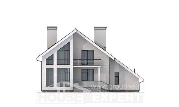 200-007-Л Проект двухэтажного дома мансардный этаж, гараж, уютный домик из газобетона, Кузнецк