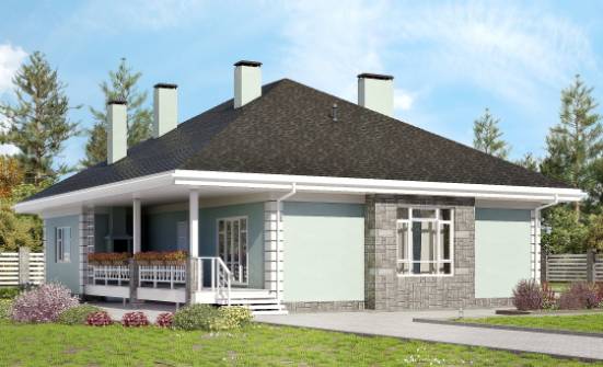 135-003-Л Проект одноэтажного дома, уютный домик из газосиликатных блоков Каменка | Проекты одноэтажных домов от House Expert