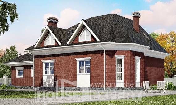 290-002-П Проект двухэтажного дома и гаражом, уютный загородный дом из поризованных блоков, Каменка