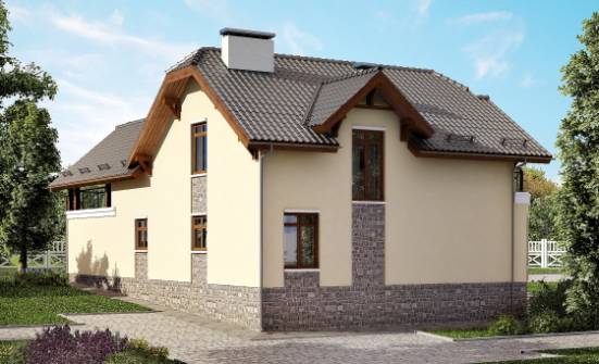 255-003-П Проект двухэтажного дома с мансардой, гараж, огромный домик из твинблока, Сердобск