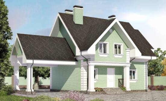 140-003-Л Проект двухэтажного дома с мансардой и гаражом, красивый домик из пеноблока, Заречный