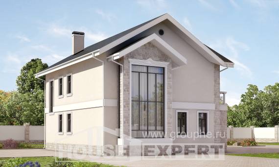 170-008-Л Проект двухэтажного дома, современный домик из поризованных блоков Каменка, House Expert