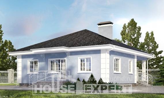100-001-П Проект одноэтажного дома, небольшой коттедж из газобетона Сердобск, House Expert