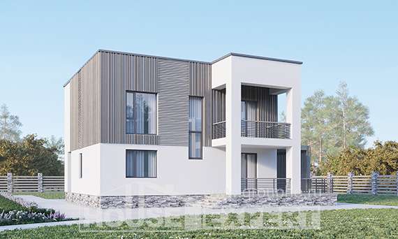 150-017-П Проект двухэтажного дома, простой загородный дом из керамзитобетонных блоков Пенза, House Expert