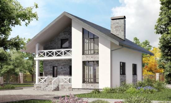 155-001-Л Проект двухэтажного дома мансардой, гараж, небольшой загородный дом из блока Кузнецк | Проекты домов от House Expert