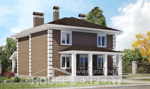 185-002-П Проект двухэтажного дома, экономичный коттедж из поризованных блоков, Заречный