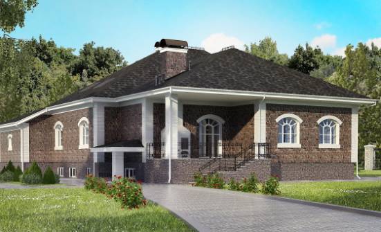 490-001-П Проект трехэтажного дома с мансардой, гараж, современный коттедж из кирпича Пенза | Проекты домов от House Expert