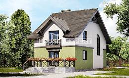 120-003-П Проект двухэтажного дома мансардой, скромный коттедж из керамзитобетонных блоков Кузнецк, House Expert