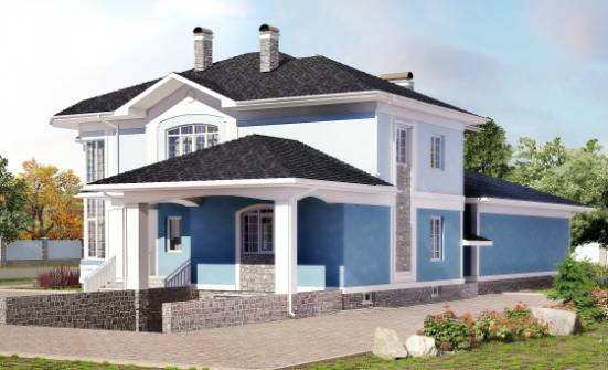 620-001-П Проект трехэтажного дома и гаражом, красивый домик из поризованных блоков Кузнецк | Проекты домов от House Expert