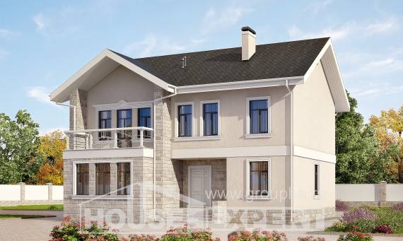 170-008-Л Проект двухэтажного дома, небольшой коттедж из газосиликатных блоков Сердобск, House Expert