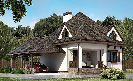 110-002-Л Проект двухэтажного дома с мансардным этажом, гараж, современный дом из керамзитобетонных блоков, Каменка
