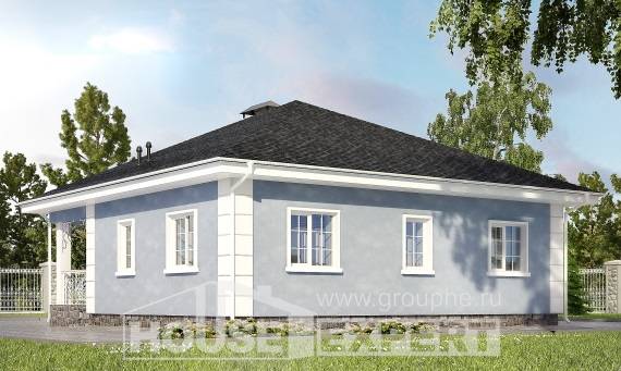 100-001-П Проект одноэтажного дома, простой коттедж из газобетона, Кузнецк