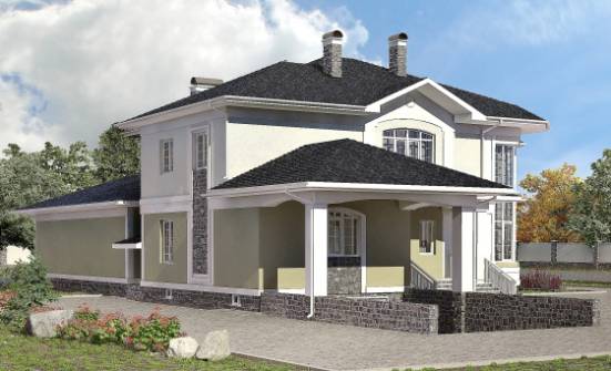 620-001-Л Проект трехэтажного дома и гаражом, классический дом из арболита Каменка | Проекты домов от House Expert