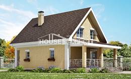 130-004-П Проект двухэтажного дома с мансардой, недорогой домик из бризолита Кузнецк, House Expert