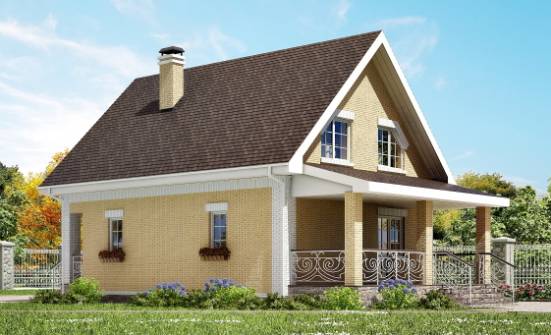 130-004-П Проект двухэтажного дома мансардой, бюджетный коттедж из поризованных блоков Заречный | Проекты домов от House Expert