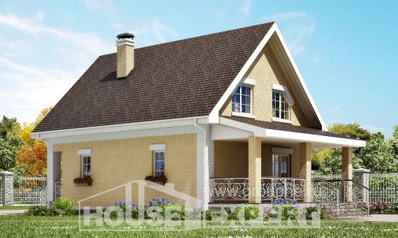 130-004-П Проект двухэтажного дома с мансардой, недорогой домик из бризолита Кузнецк, House Expert